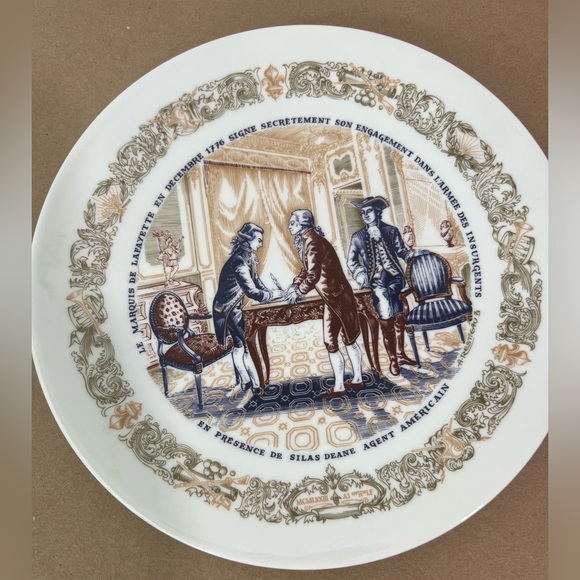 Vintage 1973 Porcelain plate D’arceau-Limoges, Marquis De Lafayette 1776 - Picture 2 of 5